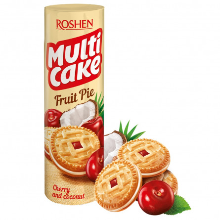 Печиво-сендвіч Roshen Multicake цукрове з начинкою вишня-кокос 195г slide 1