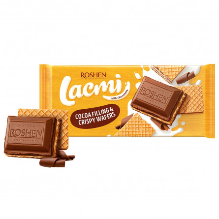 Шоколад молочный Roshen Lacmi с шоколадной начинкой и вафлей 105г slide 1