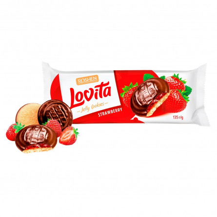 Печенье Roshen Lovita с желейной начинкой со вкусом клубники 135г