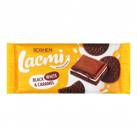 Шоколад молочний Roshen Lacmi з молочною начинкою, карамеллю та печивом з какао 120г slide 1