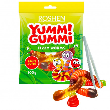 Конфеты желейные Roshen Yummi Gummi Fizzy Worms 100г slide 1