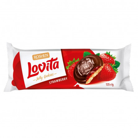 Печенье Roshen Lovita сдобное с желейной начинкой со вкусом клубники 135г slide 1