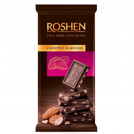 Шоколад Roshen чорний з мигдалем 90г slide 1