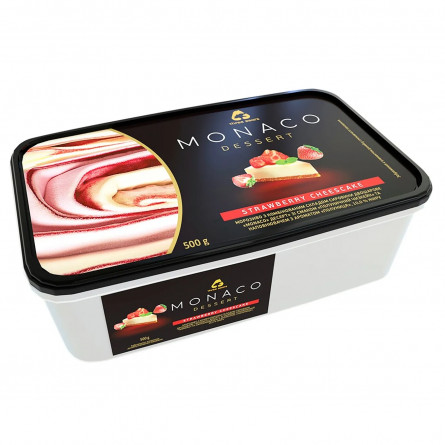 Морозиво Три Ведмеді Monaco Dessert полуничний чізкейк двошарове 500г slide 1