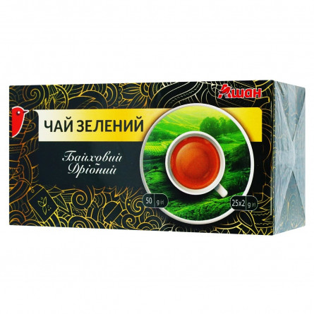 Чай зелений Ашан Байховий в пакетиках 25шт*2г
