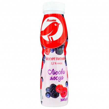 Йогурт Ашан Лесная ягода питьевой 2,2% 300г