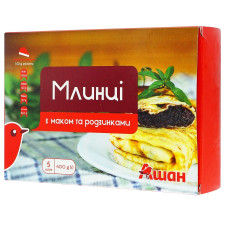 Блины Ашан с маком и изюмом замороженные 400г mini slide 1