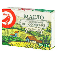 Масло Ашан Вологодське солодковершкове екстра 82,5% 200г mini slide 1