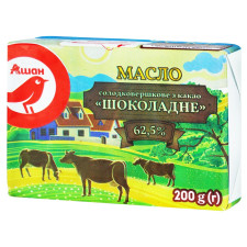 Масло Ашан Шоколадное сладкосливочное с какао 62,5% 200г mini slide 1