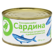 Сардина Ашан атлантична натуральна з додаванням олії 230г mini slide 1