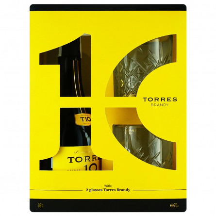 Бренді Torres 10 років витримки 0,7л + 2 склянки slide 1