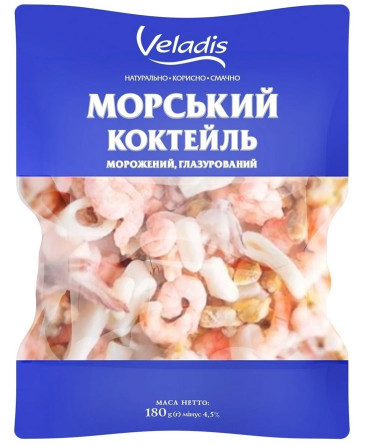 Морський коктейль Veladis глазурований варено-морожений 180г
