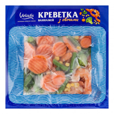 Креветка Veladis Ванамей заморожена з овочами в/у 400г