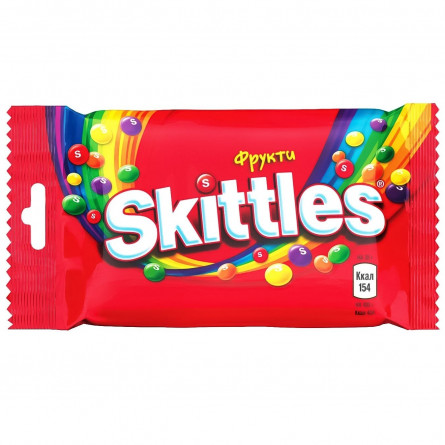 Цукерки Skittles Fruits жувальні з фруктовим соком в хрусткій цукровій оболонці 38г