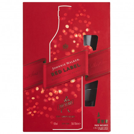 Віскі Johnnie Walker Red Label 40% 0,7л + 2 склянки в подарунковій коробці