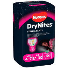 Ночные трусики-подгузники Huggies DryNites для девочек 4-7лет 10шт mini slide 1