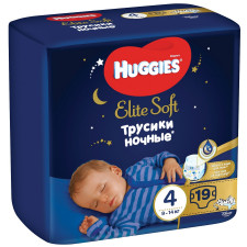 Підгузники-трусики Huggies Elite Soft Overnights Pants 4 нічні 9-14кг 19шт mini slide 1