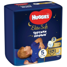 Підгузники-трусики Huggies Elite Soft Overnights Pants 5 нічні 12-17кг 17шт mini slide 1