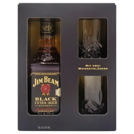 Бурбон Jim Beam Black 43% 0,7л + 2 стакана