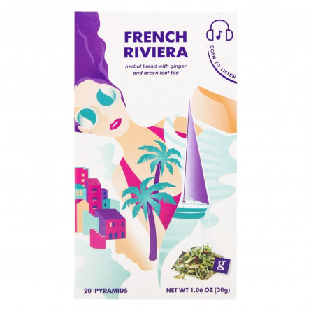 Суміш трав'яна G'Tea! French Riviera з імбиром та додаванням зеленого листового чаю 20шт*1,5г