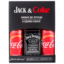 Набір подарунковий Jack&Coke: віскі Jack Daniel's 40% 0,7л + 2 напої Coca-Cola сильногазовані 2*0,33л mini slide 1