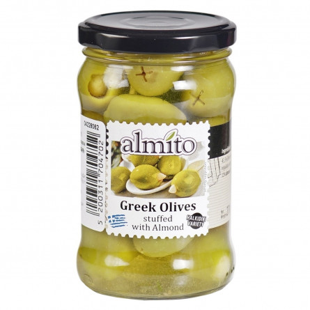 Оливки Almito зеленые грецкие фаршированные миндалем 320мл