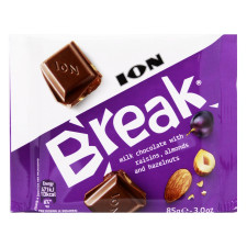 Шоколад Break молочний з родзинками, мигдалем і лісовими горіхами 85г mini slide 1