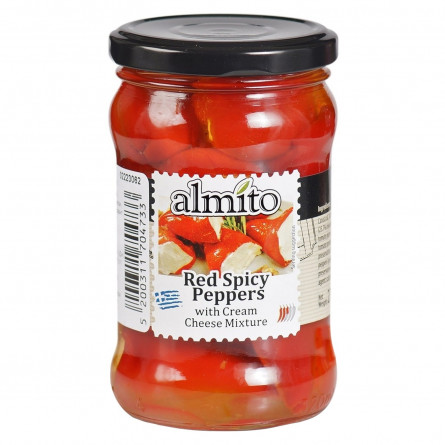 Перец Almito красный острый с начинкой из сливочного сыра 320мл