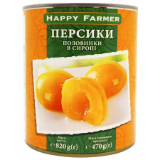 Персики Happy Farmer половинки в сиропі 850г mini slide 1