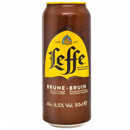 Пиво Leffe Brune темное ж/б 6,5% 0,5л slide 1