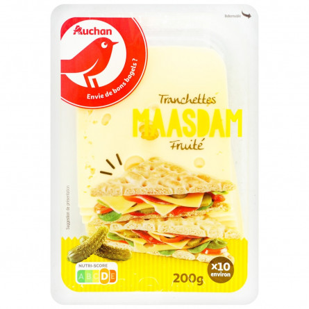 Сыр Ашан Маасдам нарезанный 200г