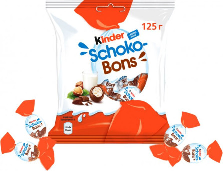 Цукерки Kinder Choco-Bons із молочного шоколаду з молочно-горіховою начинкою 125г slide 1