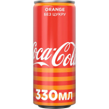Напій Coca-Cola Orange зі смаком апельсина безалкогольний сильногазований безкалорійний 330мл з/б mini slide 1