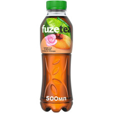 Напій Fuzetea Чай чорний зі смаком персика та троянди безалкогольний негазований 500мл mini slide 1