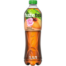 Напій Fuzetea Чай чорний зі смаком персика та троянди безалкогольний негазований 1,5л mini slide 1