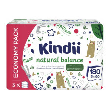 Серветки вологі Kindi Natural Balance для дітей 3х60шт mini slide 1