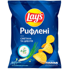 Чіпси картопляні Lay's зі смаком сметани та цибулі рифлені 71г mini slide 1
