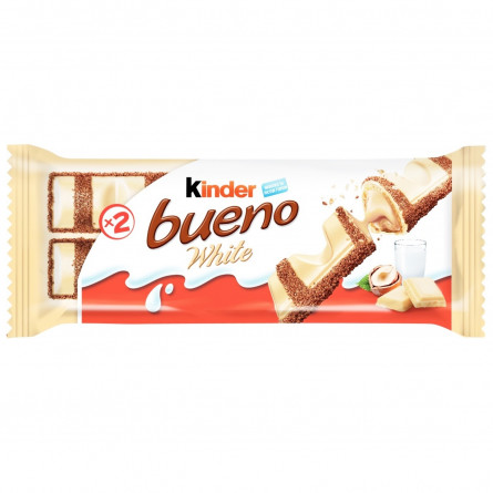 Батончик шоколадный Kinder Bueno White с молочно-ореховой начинкой 39г slide 1