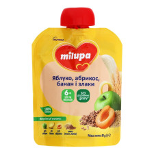 Пюре Milupa Яблуко абрикос банан і злаки для дітей з 6 місяців 80г mini slide 1