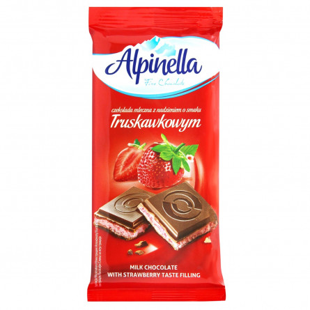 Шоколад молочний Alpinella з полуничною начинкою 100г slide 1