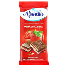 Шоколад молочний Alpinella з полуничною начинкою 100г mini slide 1