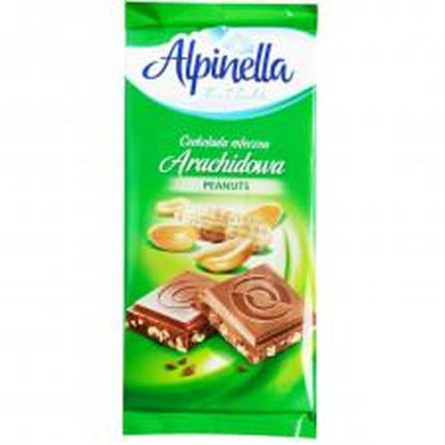 Шоколад Alpinella молочний з арахісом 90г slide 1