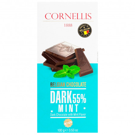 Шоколад Cornellis чорний зі смаком м'яти 55% 100г