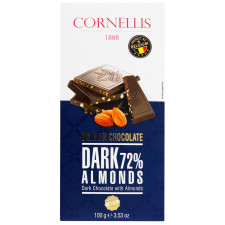 Шоколад Cornellis чорний з мигдалем 72% 100г mini slide 1