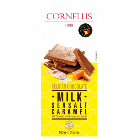 Шоколад Cornellis молочный с кусочками карамели и морской солью 100г