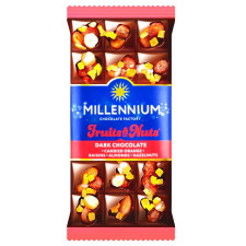 Шоколад чорний Millennium Fruits&Nuts з мигдалем, цілими лісовими горіхами, апельсиновими цукатами та родзинками 80г mini slide 1
