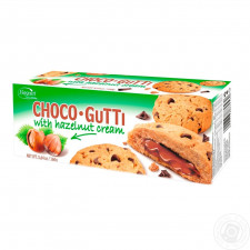 Печиво Bogutti Choco-Gutti з крапельками шоколаду та з кремом зі смаком лісового горіха 160г mini slide 1