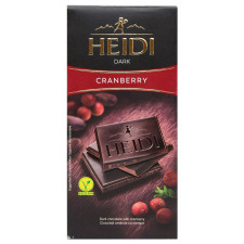 Шоколад Heidi чорний зі шматочками журавлини 80г mini slide 1