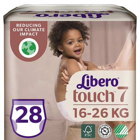 Підгузники-трусики Libero Touch 7 для дітей 16-26кг 28шт