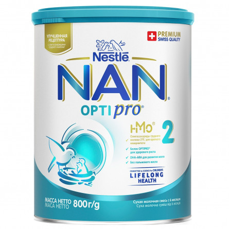 Cуміш молочна Nestle Nan 2 Optirpo суха від 6 місяців 800г